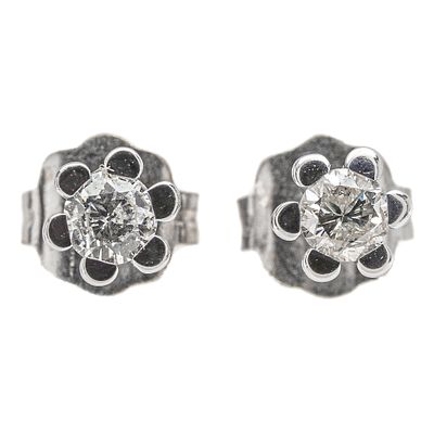 Pendientes "stud" en oro blanco con diamante. . Pendientes "stud" en oro blanco con diamante 