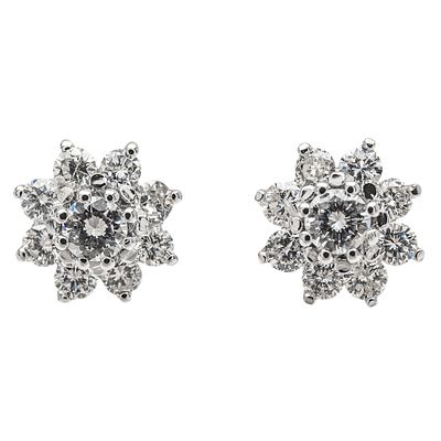 Pendientes roset&oacute;n en oro blanco con diamantes. Pendientes roset&oacute;n en oro blanco con diamantes 