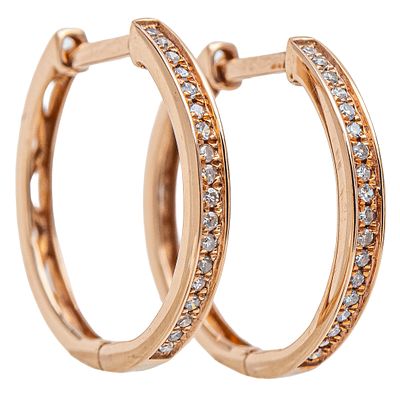 Pendientes criolla en oro rosa con diamantes. . Pendientes criolla en oro rosa con diamantes 