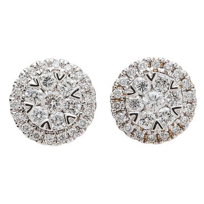 Pendientes roset&oacute;n en oro blanco con diamantes. . Pendientes roset&oacute;n en oro blanco con centro y 