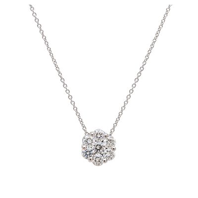 Gargantilla en oro blanco con diamantes. . Gargantilla en oro blanco con roset&oacute;n de diamantes 