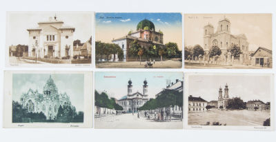 SYNAGOGUES IN PRE-WAR HUNGARY AND CROATIA. Good lot of six rare postcards depicting synagogues 