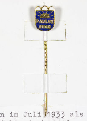 "PAULUS-BUND" NON-ARYAN ORGANIZATION STICKPIN. Excessively rare stickpin worn by a member of 