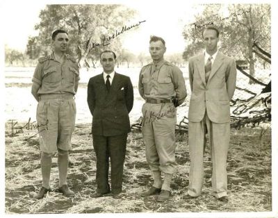CONTEMPORARY SIGNED PHOTOGRAPH OF THE PARTICIPANTS IN THE SURRENDER OF ITALY, SEPTEMBER 3, 1943. 
