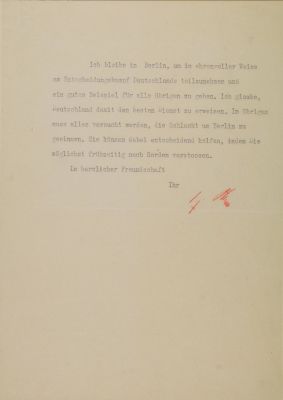 ADOLF HITLER'S LAST MESSAGE TO GERMANY: "I SHALL REMAIN IN BERLIN" A most important document 