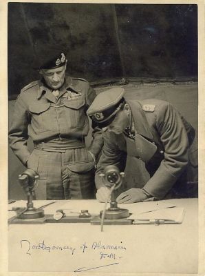 A PHOTOGRAPH OF THE GERMAN SURRENDER SIGNING AT LUNEBERG HEATH, SIGNED BY FIELD MARSHAL BERNARD 