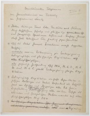 THE GERMAN PEACE NEGOTIATOR AT REIMS DRAFTS EISENHOWER’S SURRENDER ULTIMATUM. THE GERMAN PEACE 