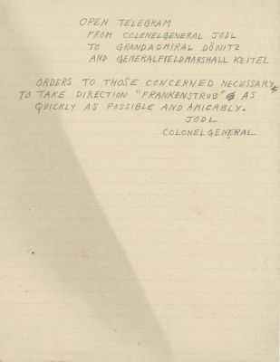 FIELD MARSHAL ALFRED JODL ORDERS GERMAN MILITARY TO WITHDRAW TOWARDS BERCHTESGADEN TO AVOID 