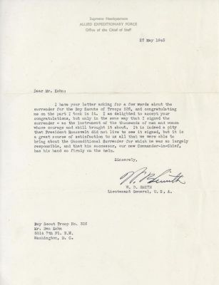 GEN. WALTER BEDELL SMITH REFLECTS ON THE GERMAN SURRENDER, THE DEATH OF F.D.R., AND HARRY 