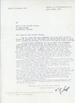 ALFRED JODL’S WIDOW DENIES HIS “BREAKDOWN” AT THE SURRENDER IN REIMS. ALFRED JODL’S WIDOW 