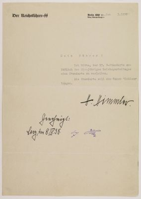 ADOLF HITLER AND HEINRICH HIMMLER NAME THE 93.SS-STANDARTE ''KOBLENZ''. HEINRICH HIMMLER (1900 - 