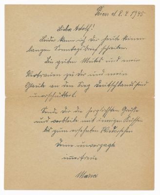 MARIA REITER LETTER TO HER LOVER, ADOLF HITLER: "WITH FOND KISSES UNTIL WE CAN MEET AGAIN...". MA 