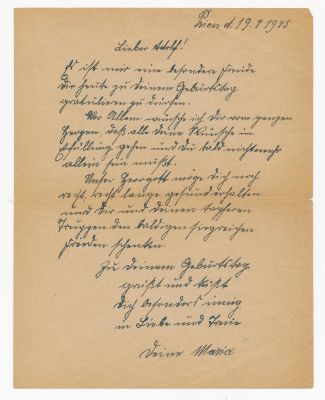 MARIA REITER LETTER TO HER LOVER, ADOLF HITLER: "I GREET AND KISS YOU...". MARIE REITER 