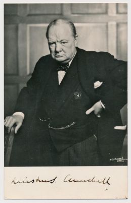 WINSTON CHURCHILL (1874 - 1965) British Prime Minister who led England through the Blitz and 