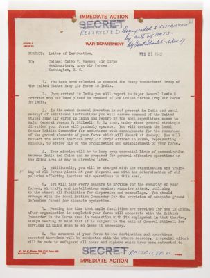 GEN. HENRY H. ARNOLD ORDERS COL. CALEB. V. HAYNES TO MAKE THE FIRST AIR ATTACK ON JAPAN USING 