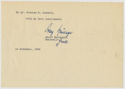 ADOLF HEUSINGER. (1887 - 1982) German chief of operations of the Army High Command. Stood to the 