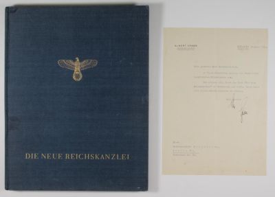 ALBERT SPEER INSCRIBED BOOK TO REICHSMINISTER JULIUS DORPMUELLER. (1905 - 1981) Nazi German 