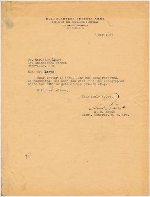 ALEXANDER M. PATCH. (1889 - 1945) American Army general who also commanded Marines in the 