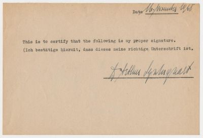 ARTHUR SEYSS-INQUART. (1892 - 1946) Nazi occupation governor of Holland and deputy governor of 