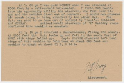 WILFRED �WOP� MAY. (1896 - 1952) Canadian flying ace of World War I with 13 kills and a leading 