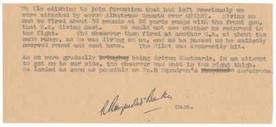 (VON RICHTHOFEN "KILL") RICHARD RAYMOND-BARKER. (1894 - 1918) British World War I flying ace 