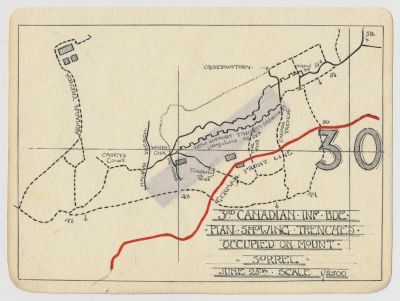 1916 BATTLE MAPS, 13TH CANADIAN BATTALION, ROYAL HIGHLANDERS 
Excellent pair of original 