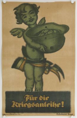 GERMAN WAR BONDS POSTER: "FUR DIE KRIEGSANLEIHE!". Original German propaganda poster, 17.5 x 