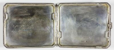 HERMANN GORING CIGARETTE CASE. Fine, early sterling silver cigarette case presented to Goring by 