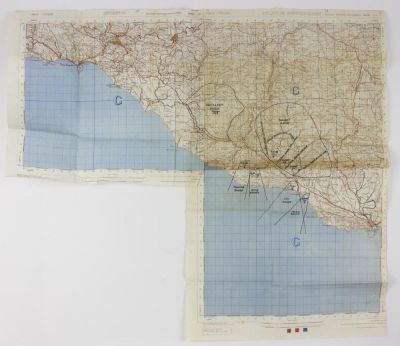 GEN. CLARENCE HUEBNER'S 1ST INFANTRY DIVISION SICILY TRAINING MAP. FROM THE ESTATE OF GEN. 