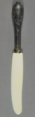 HERMANN GORING SILVER AND IVORY-COLOR FRUIT KNIFE. Very rare silver fruit knife with 