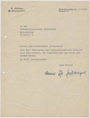 AUGUST HEISSMEYER. (1897 - 1979) Waffen-SS general, relieved Theodor Eicke who in 1939 had begun 
