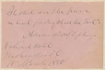 ALEXANDER H. STEPHENS. (1812 - 1883) Vice President of the Confederacy who urged moderation and 