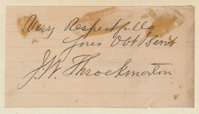 JAMES W. THROCKMORTON. (1825 - 1894) Confederate brigadier general and Governor of Texas 