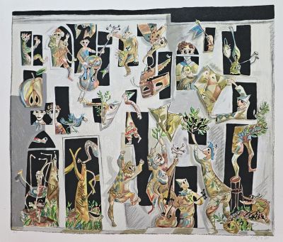 יוסל ברגנר. ליטוגרפיה חתומה מיוחדת 82&times;70 סמ"