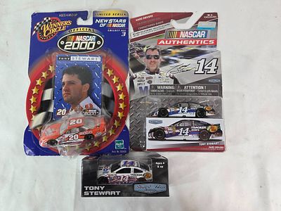 3 Tony Stewart 1:64 Diecast Cars. Three 1:64 scale diecast cars representing Tony Stewart's