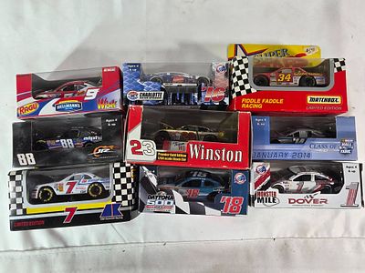 9 NASCAR 1:64 Scale Diecast Cars. Nine NASCAR 1:64 scale diecast cars featuring various iconic