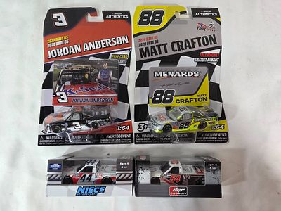 4 NASCAR Truck Series 1:64 Diecast Trucks. Four 1:64 scale NASCAR Truck Series diecast trucks
