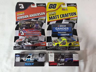 4 NASCAR Truck Series 1:64 Diecast Models. Four 1:64 scale diecast trucks from the NASCAR Truck