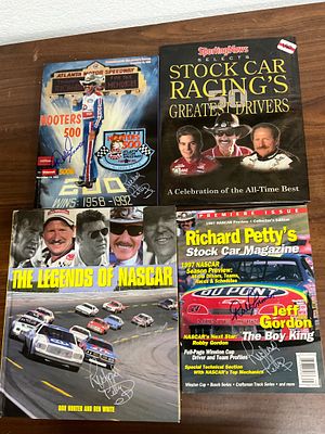 NASCAR Racing Books and Magazines. Four NASCAR-themed books and magazines featuring racing 