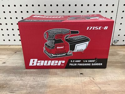 Bauer 1715E-B Palm Finishing Sander, 2.2 AMP. Bauer model 1715E-B palm finishing sander in its 