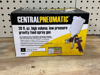 Central Pneumatic Gravity Feed Spray Gun, 20 fl. oz. Central Pneumatic 20 fl. oz. high-volume 