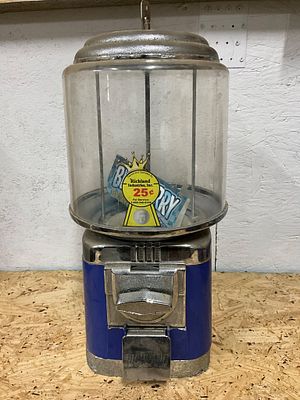 Vintage 25-Cent Gumball Machine by Richland Industries. Mechanical gumball machine produced by 