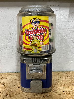 Vintage Bubble King Gumball Vending Machine. Bubble King gumball vending machine with blue metal 