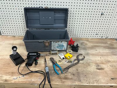 Soldering Kit in Tune-E Metal Tool Box. Bundle containing a Tune-E 16" metal tool box with latch 