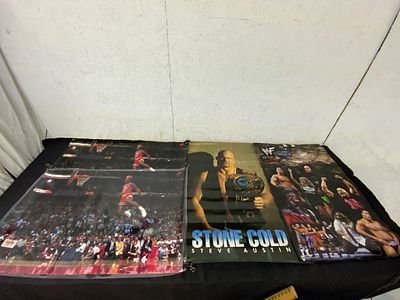 9 Assorted Posters. Nine posters featuring various themes including sports, movies, and 