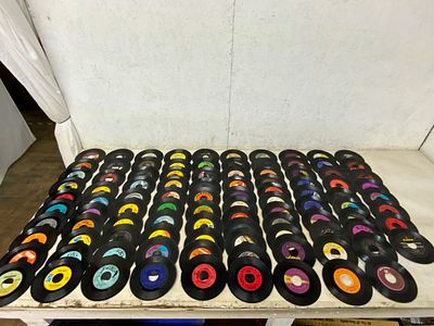100 Vintage 45 RPM Records. 100 vintage 7-inch 45 RPM vinyl records from various labels and 