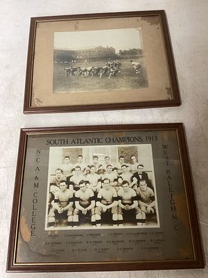 Framed 1913 South Atlantic Championship Football Team Photographs. Two framed black-and-white