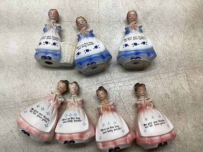 Ceramic Figurine Salt & Pepper Shakers. Ceramic figurine salt and pepper shakers designed as