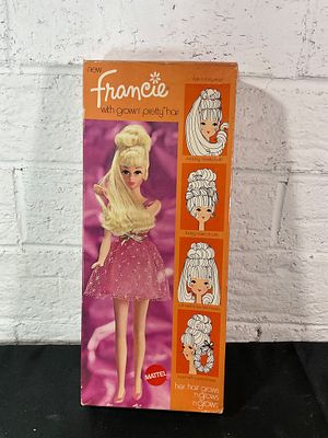 Empty Mattel Francie Doll Box with Hairstyles. An empty box originally designed for a Francie