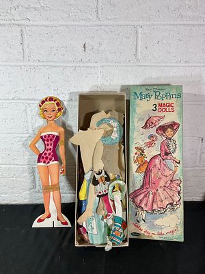 Mary Poppins Paper Doll Set by Walt Disney. Mary Poppins '3 Magic Dolls' paper doll set by Walt